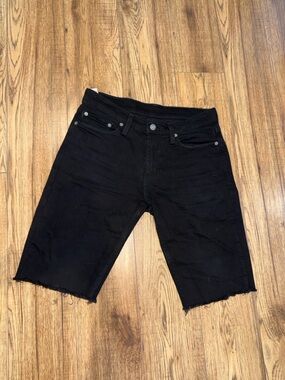 Levi’s Black Raw Hem Denim Cutoff Shorts